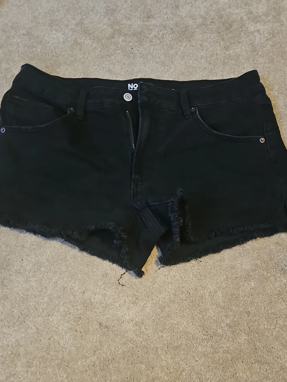 Black Frayed Hem Denim Shorts